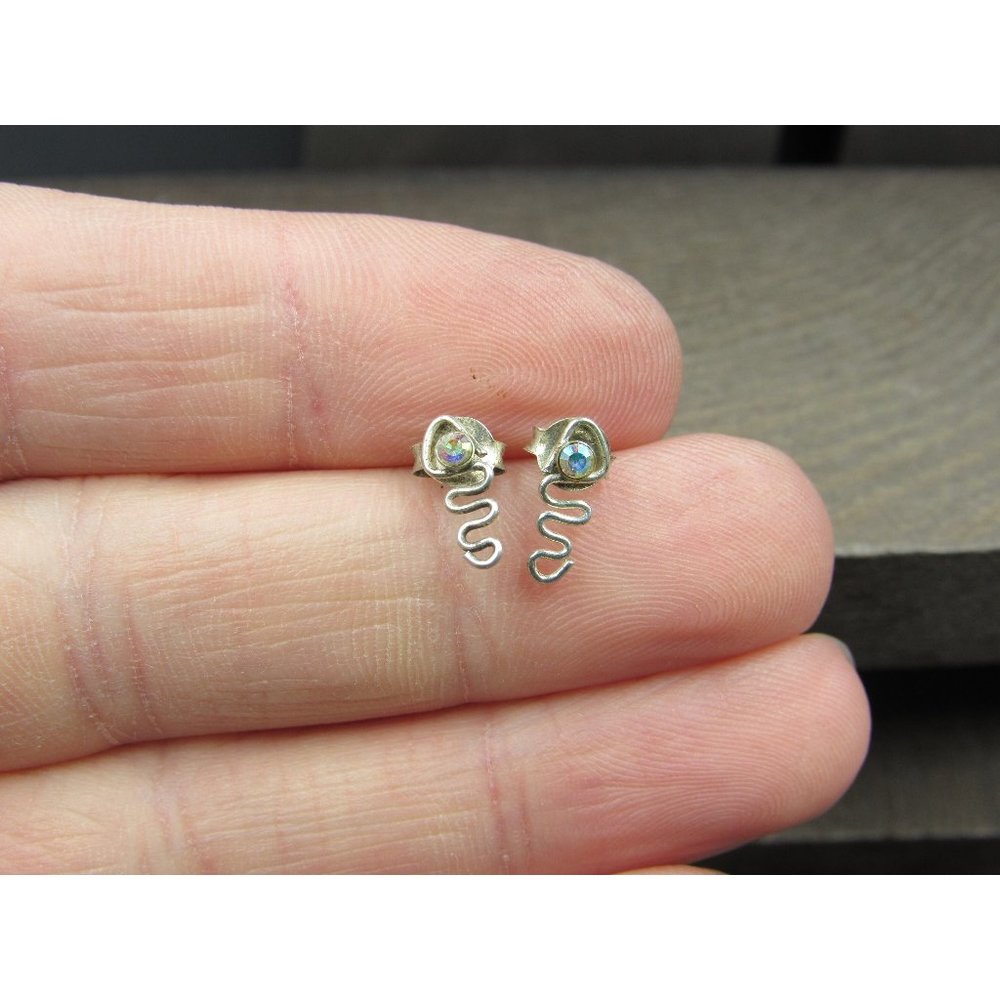 Sterling Silver Delicate Tiny Rustic Swirl Patter… - image 1